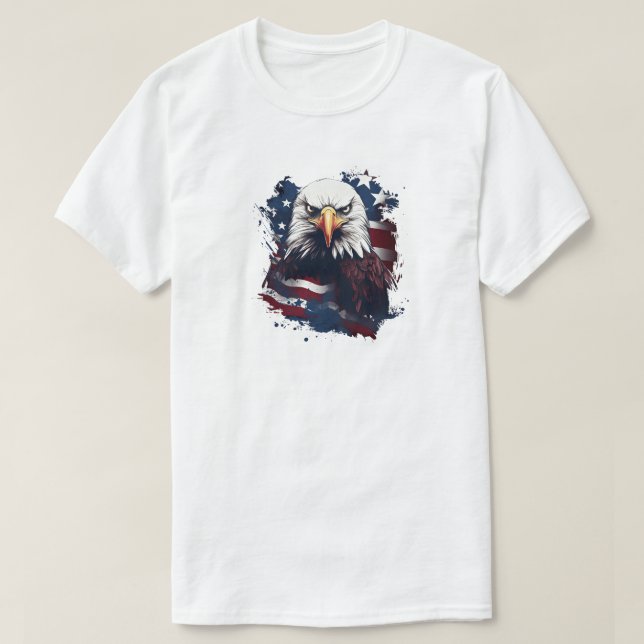 Eagle With American Flag T-Shirt (Design Front)