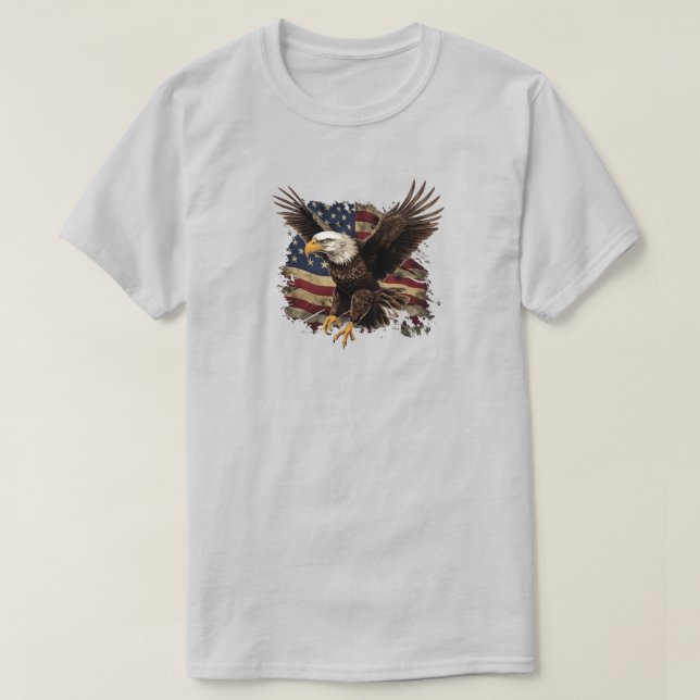 Eagle With American Flag T-Shirt (Design Front)