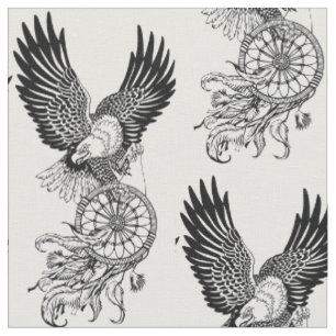 Eagle with American native indians dreamcatcher Fabric
