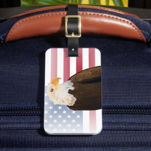 Eagle with Faded American Flag Luggage Tag