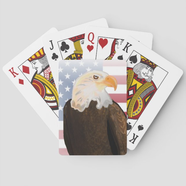 Eagle with Faded American Flag Playing Cards (Back)