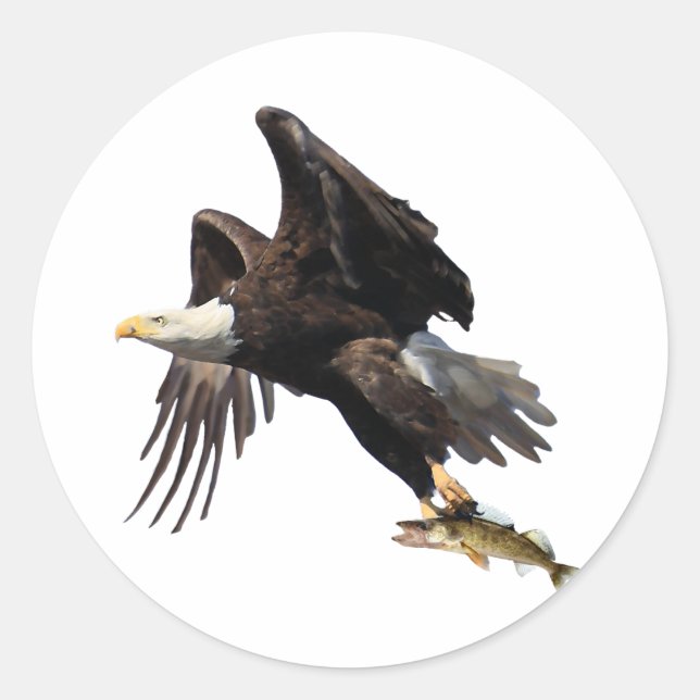 Eagle with Fish Classic Round Sticker (Front)