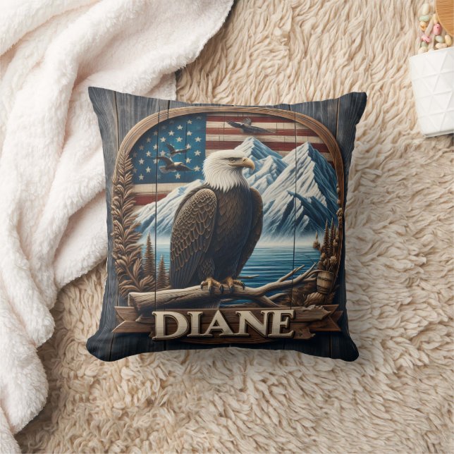 Eagle With Mountains & Flag Cushion (Blanket)