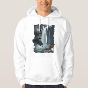 Eagle, Wolf, Raven & Falls Nature Scene Hoodie