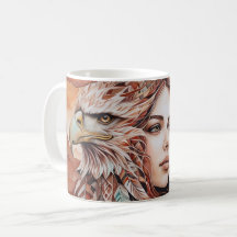 Eagle - Woman - Wolf - watercolor art 1 - Fan Fun