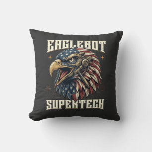 Eaglebot Supertech Cybernetic Patriotic Eagle Cushion