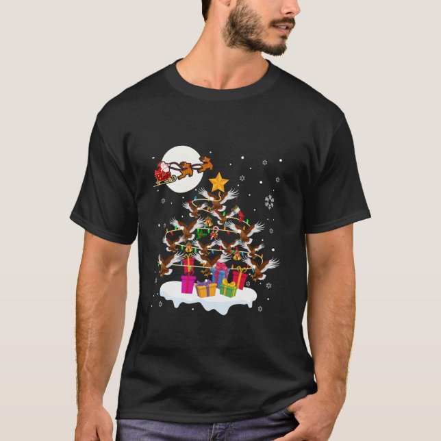 Eagles Christmas Tree Lights Santa Reindeer Xmas F T-Shirt (Front)