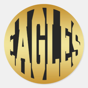EAGLES - GOLD CLASSIC ROUND STICKER