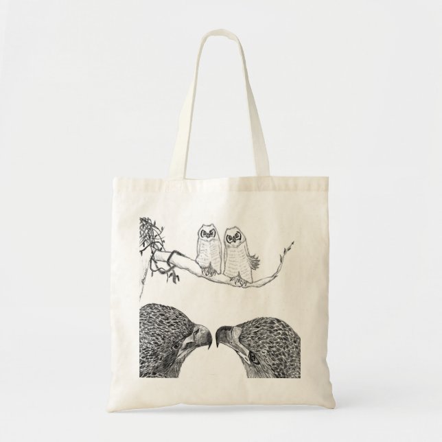 EAGLES HARRIET + M15 HEY OWLS I DON'T GIVE A HOOT! TOTE BAG (Front)