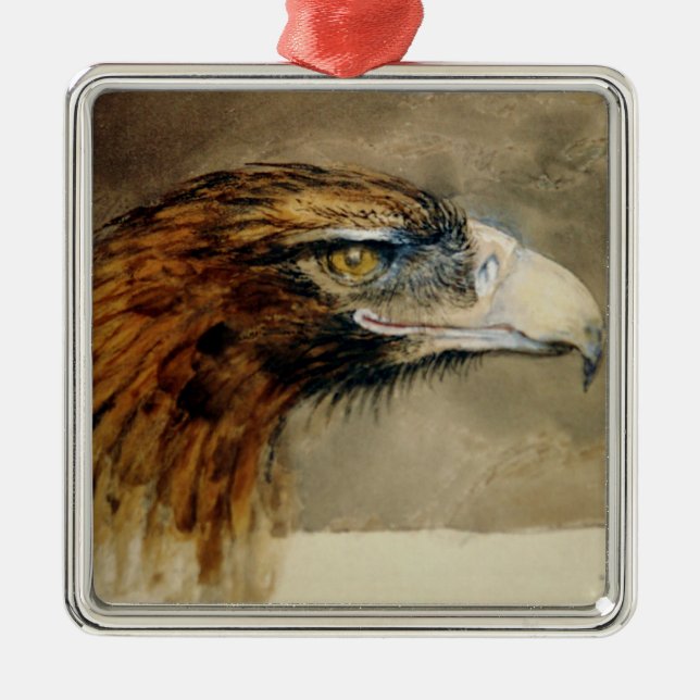 Eagle's Head (by John Ruskin) Metal Ornament (Front)