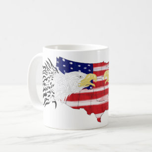  Eagles Over America Painted Flag  Coffee Mug