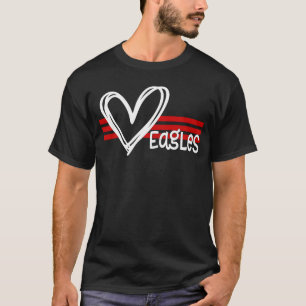 Eagles Pride Teams School Spirit Sports Red Heart T-Shirt