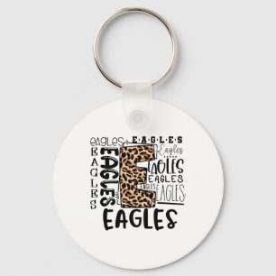 Eagles School Mascot Leopard Plaid - Ck To School Key Ring