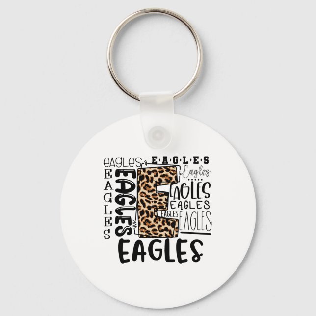 Eagles School Mascot Leopard Plaid - Ck To School  Key Ring (Front)