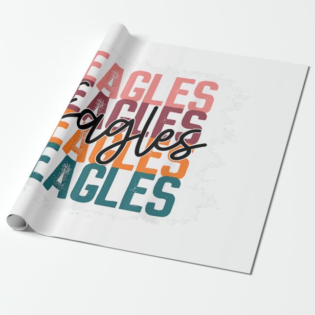 Eagles School Sports Fan Team Spirit  Wrapping Paper (Unrolled)