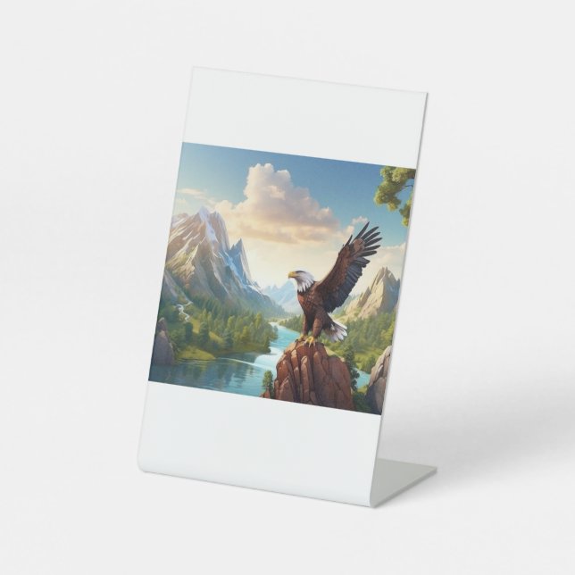 Eagles soaring high above the mountains, a symbol  pedestal sign (Front)