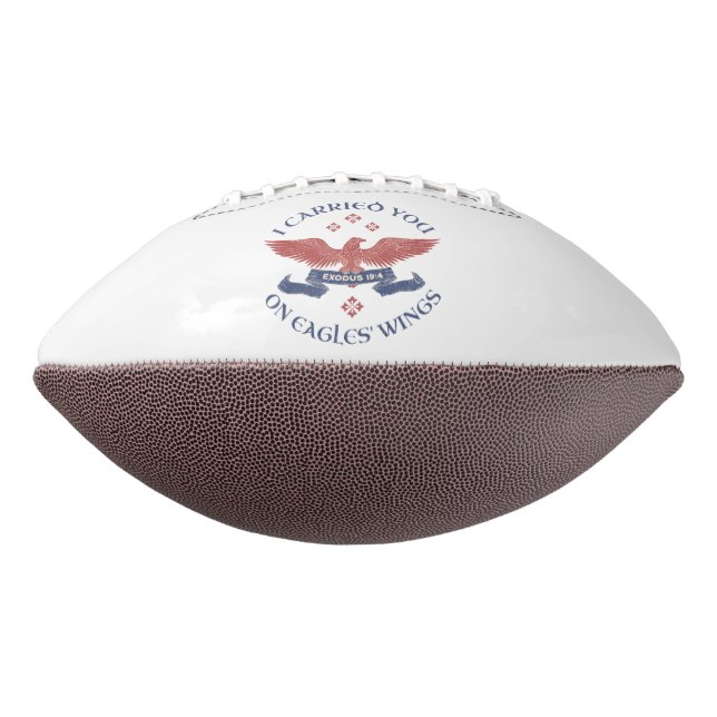 Eagle's Wings Scripture Exodus 19:4 Red/Blue Football (Rotated 270)