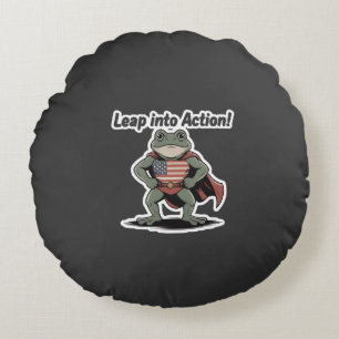 eap Into Action! Super Frog Sticker Round Cushion