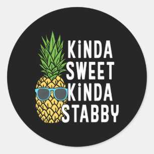 Eapple Kinda Sweet Kinda Stabby Novelty Punny Classic Round Sticker