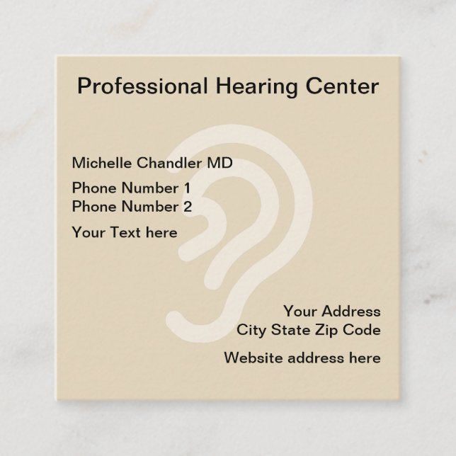 Ear Doctor Hearing Centre Square Business Card (Front)