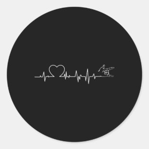 Ear Heartbeat Hand sign language hearing loss awar Classic Round Sticker