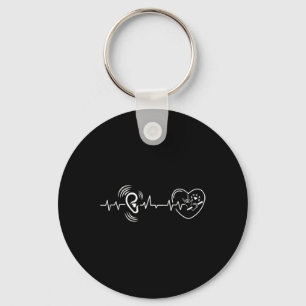 Ear Heartbeat Hand sign language hearing loss awar Key Ring