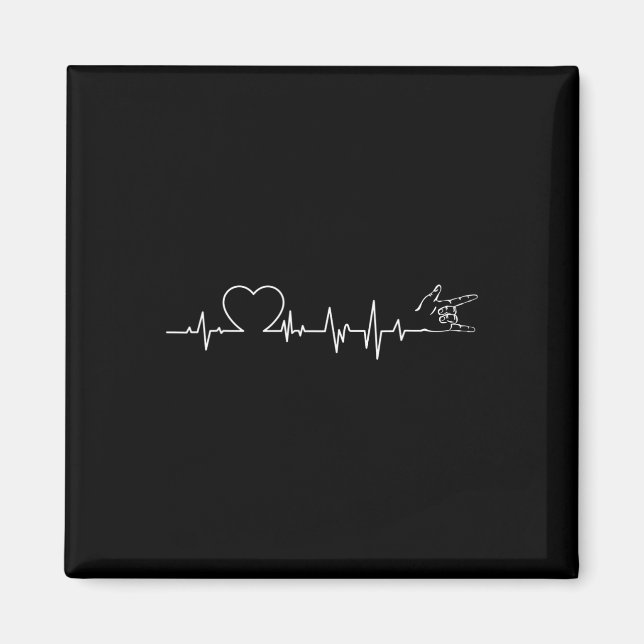 Ear Heartbeat Hand sign language hearing loss awar Magnet (Front)