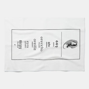 Ear in different languages  tea towel