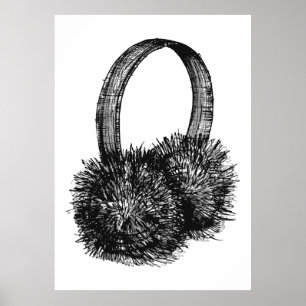 Ear Muffs Fashion Sketch Poster