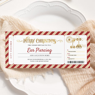 Ear Piercing Christmas Gift Ticket Voucher Invitation
