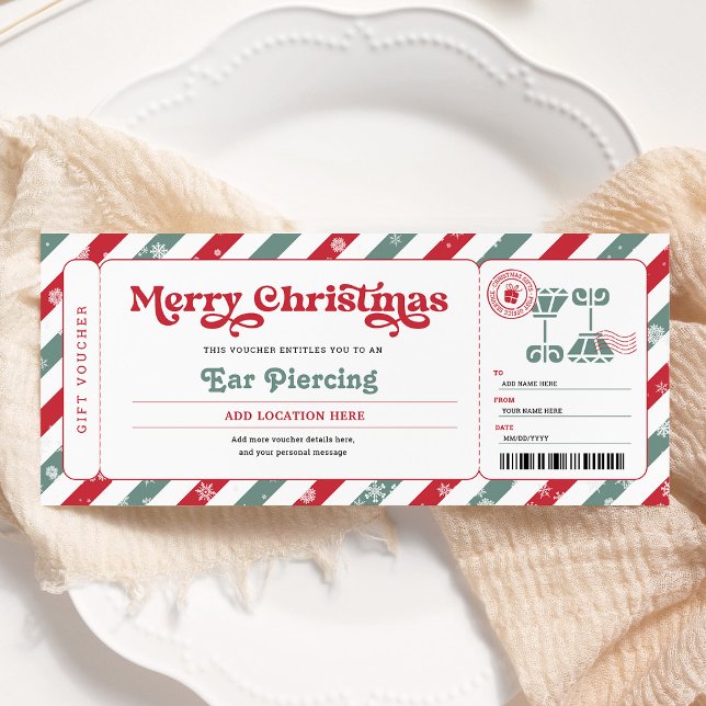 Ear Piercing Christmas Gift Ticket Voucher Invitation (Creator Uploaded)