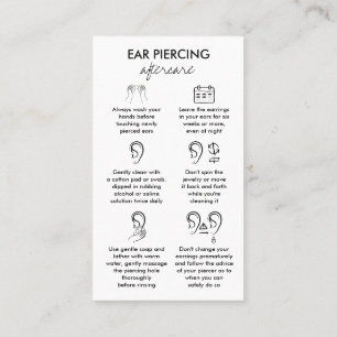 Ear Piercings Care Instruction Business Card