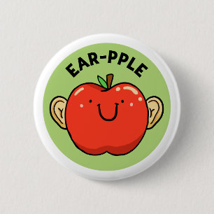 Ear-pple Fruit Apple Pun Button Pin
