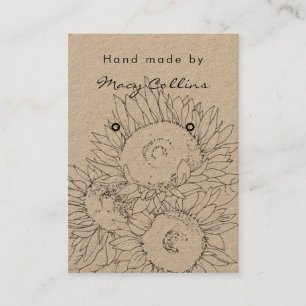 ear ring jewellery display card rustic sunflower