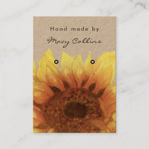 ear ring jewellery display card rustic sunflower