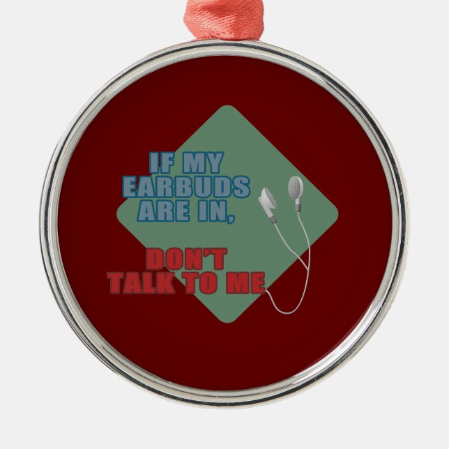 Earbuds Metal Ornament (Front)