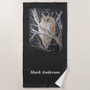 Eared owl your name Beach Towel
