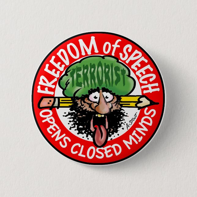 EARFUL of FREE SPEECH! 6 Cm Round Badge (Front)