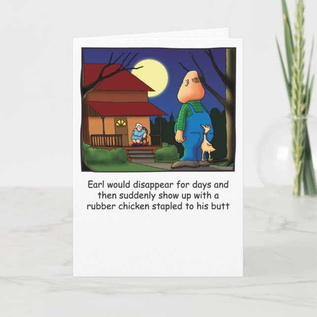 Earl and the Rubber Chicken Humourous Birthday Card (Front)
