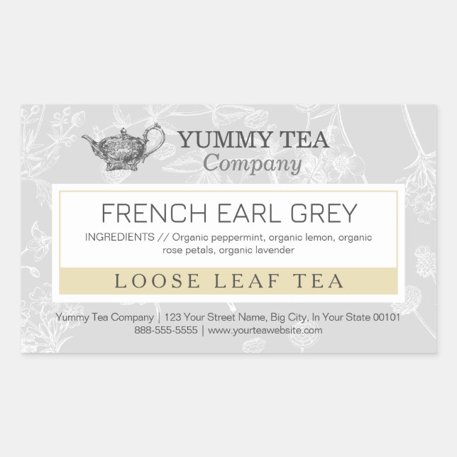 Earl Grey - Loose Leaf Tea Label Sticker (Front)