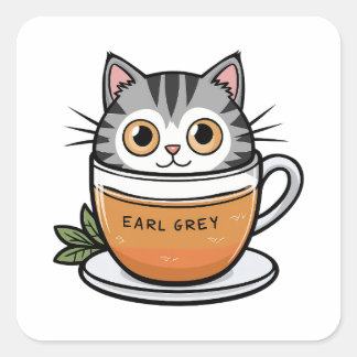Earl Grey - So Cute Cat Square Sticker