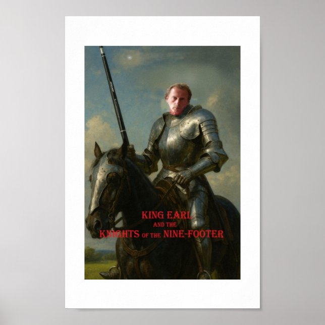 Earl Strickland on horse, in armour, with big cue. Poster (Front)