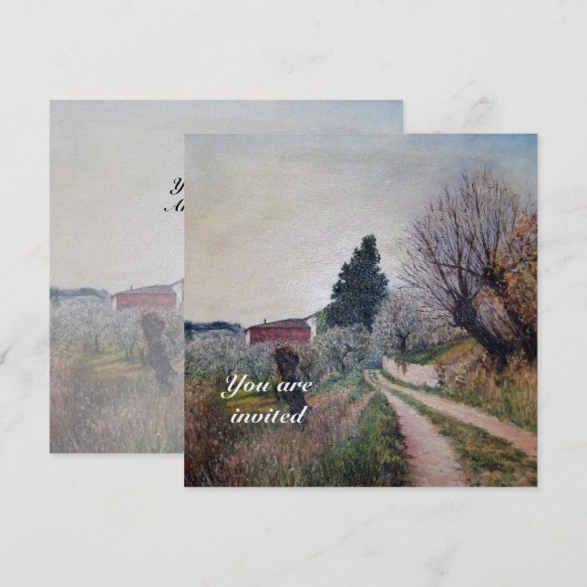 EARLIEST SPRING IN TUSCANY LANDSCAPE INVITATION (Front/Back)