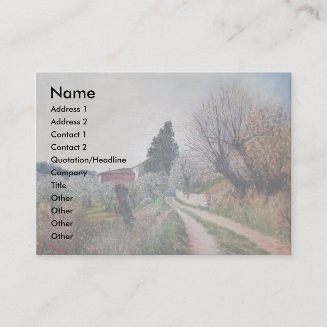EARLIEST SPRING IN VERNALESE / Tuscany Landscape Business Card (Front)