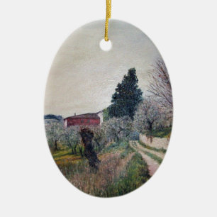 EARLIEST SPRING IN VERNALESE / Tuscany Landscape Ceramic Ornament