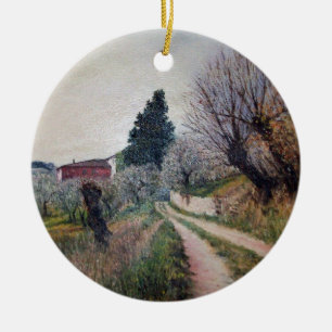 EARLIEST SPRING IN VERNALESE / Tuscany Landscape Ceramic Tree Decoration