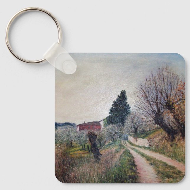 EARLIEST SPRING IN VERNALESE / Tuscany Landscape Key Ring (Front)