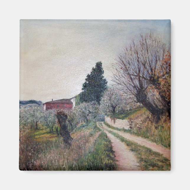 EARLIEST SPRING IN VERNALESE / Tuscany Landscape Magnet (Front)