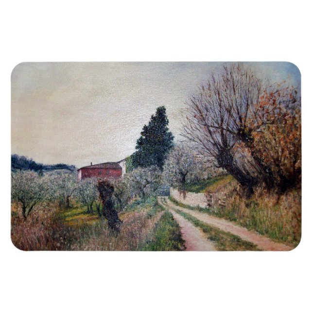 EARLIEST SPRING IN VERNALESE / Tuscany Landscape Magnet (Horizontal)