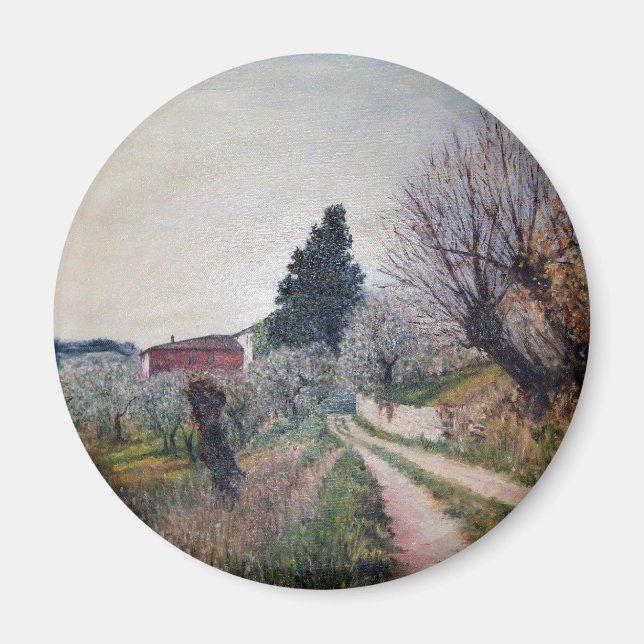 EARLIEST SPRING IN VERNALESE / Tuscany Landscape Magnet (Front)